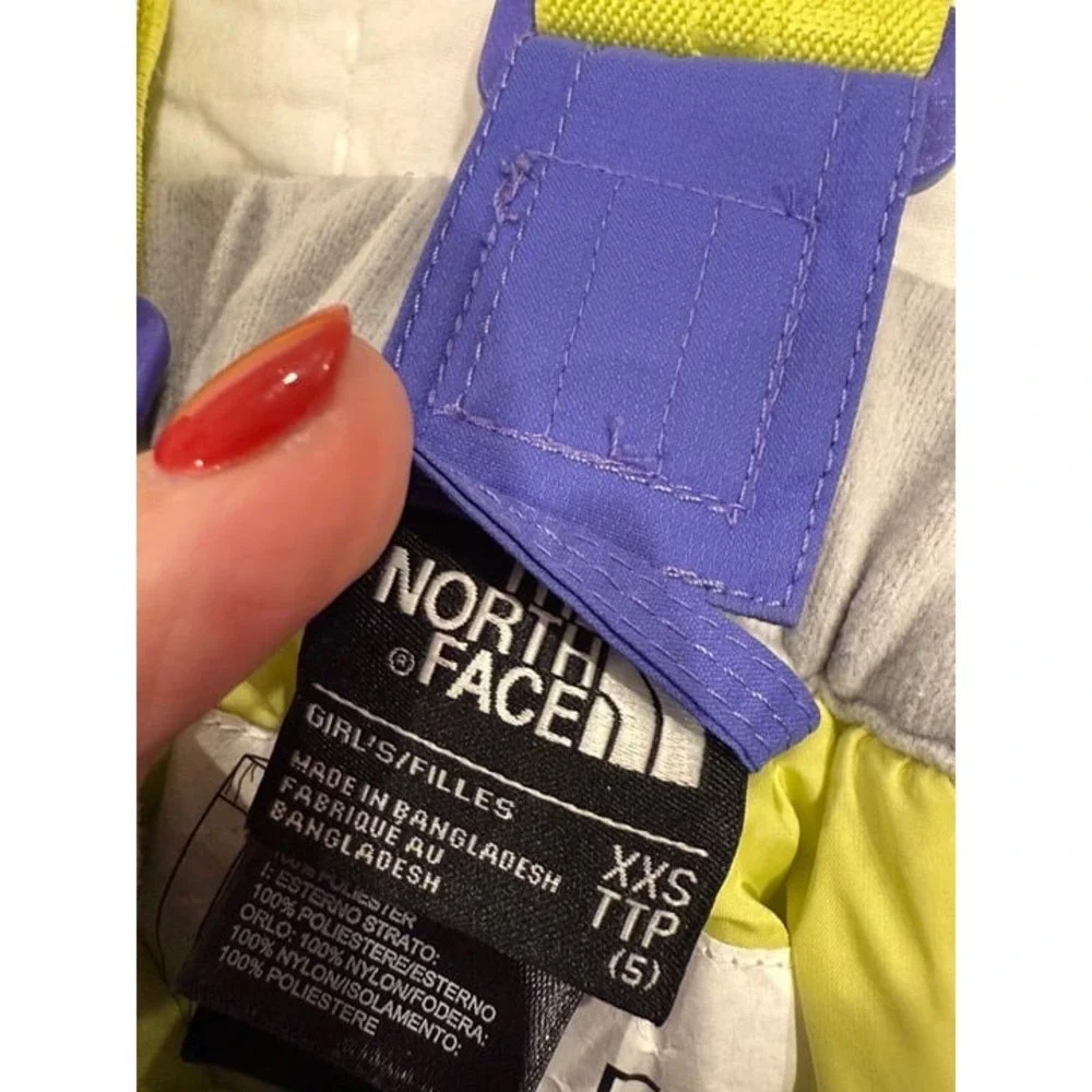 The North Face EEUC Girls XXS (5) Snow Bibs Ski Pants Purple/ Green